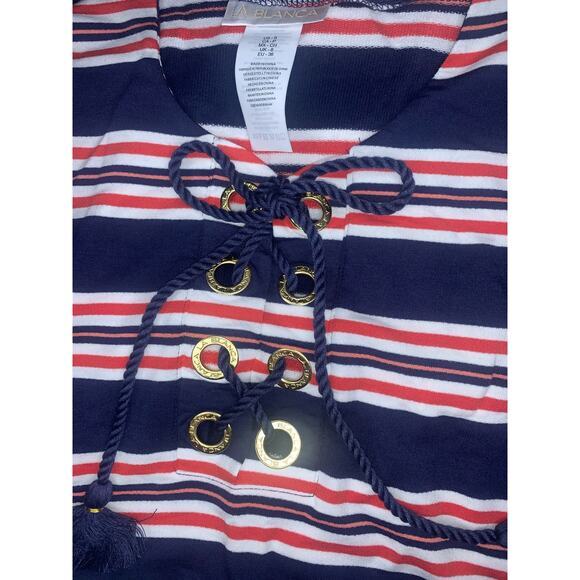 LA BLANCA Sailor Stripe Lace Up V-Neck Tunic ‎ Size Small - Picture 5 of 10